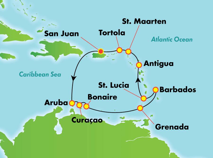 Caribe sur desde San Juan, 11 días Caribe sur desde San Juan, 11 días